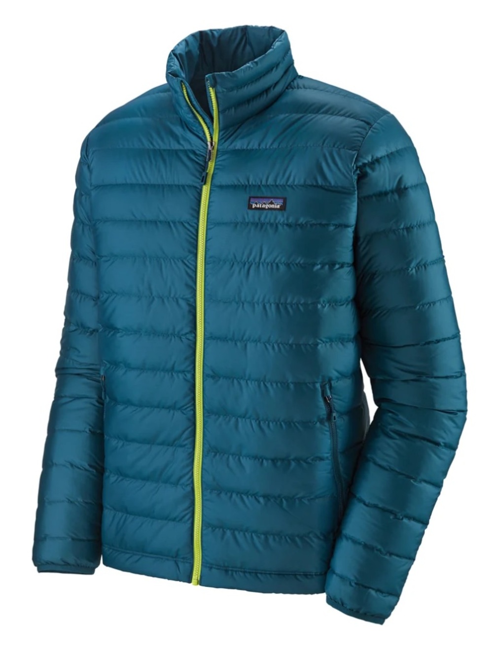 Patagonia Teal Quilted Down Puffer with Lime Zipper XL